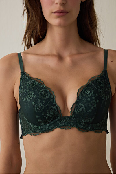 Penti Sutien cu broderie intens verde închis