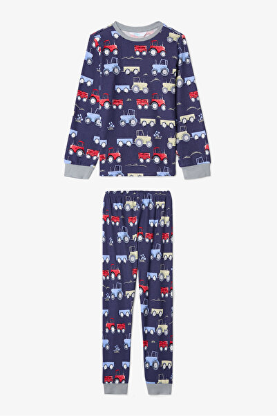 Penti Dark Indigo Boys' Car Patterned Pajama Set