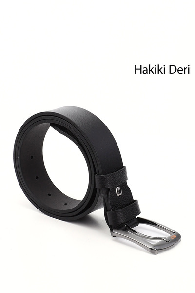 GÖNDERİ(R) Erkek Siyah Hakiki Deri 4 Cm Kot Kemeri