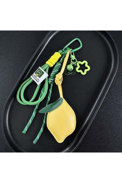 Choice1 green Summer Leather Lemon Backpack Pendant Nylon Woveb Rope Keyring ...