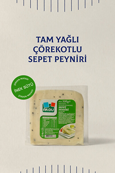 Akdu Tam Yağlı Çörekotlu Sepet Peyniri 300 Gr - %100 İnek Sütünden, Olgunlaşt...