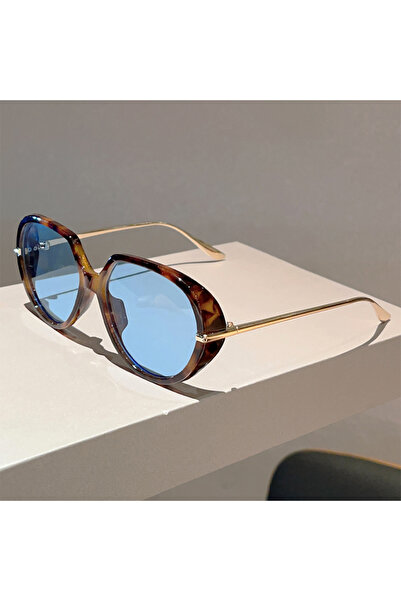 Choice as picture shows leopard-blue KAMMPT Oversized Round Sunglasses Men Fa...