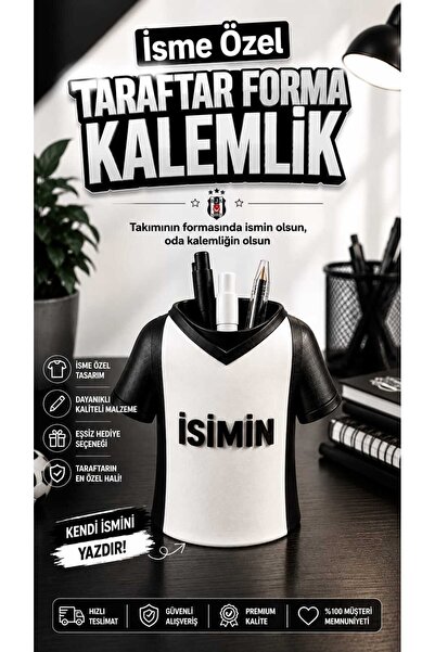 Neo Gift Kişiye Özel SİYAH BEYAZ Taraftar Temalı Masaüstü Kalemlik | İsme Öze...
