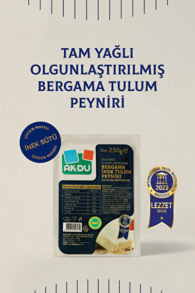 Akdu Tam Yağlı Bergama Tulum Peyniri 250 gr - %100 İnek Sütünden, Olgunlaştır...