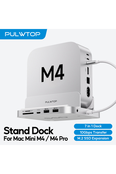 Choice PULWTOP Vertical Mac Mini M4 Hub with M.2 SSD Enclosure, USB A/C 3.2, ...