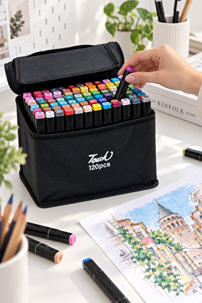 BEYZANA 120’li Çift Uçlu Touch Marker Art Tasarım Kalem Seti Çanta Taşınabilir