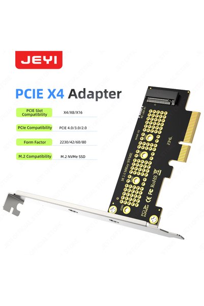 JEYI محول PCIE X4 M.2 NVMe إلى PCIe - سرعة عالية تصل إلى 16 جيجابت في الثانية...