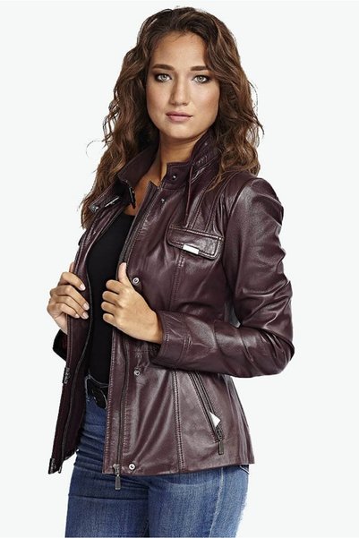 Deriza Adele Genuine Lambskin Vintage Women's Coat Burgundy