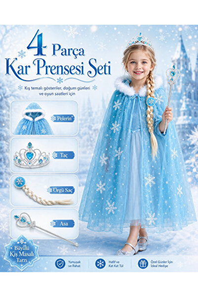 dilaydamla kids Elsa Cape Crown Hair Wand Complete Set