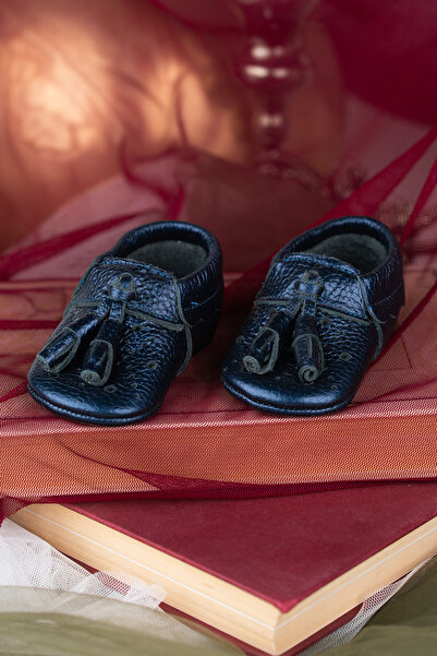 Deriza Poy Genuine Leather Baby Moccasins Navy Blue