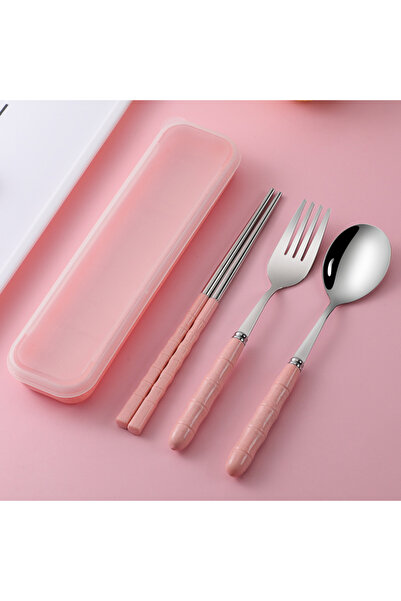 choice2 A3 1pc Fork Spoon Chopsticks Three-Piece Suit with Box Travel Stainle...