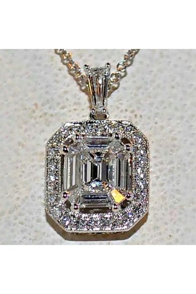 Choice XL489 Huitan Luxury Asscher Cut Cubic Zirconia Pendant Necklace Women ...