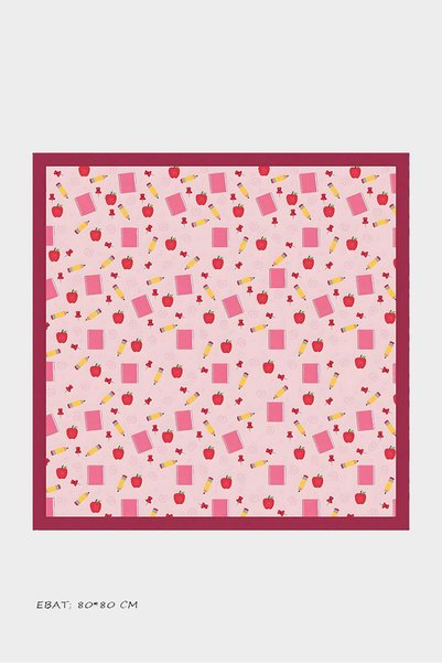 Beybium Girl's Pink Apple Themed Cotton Children's Scarf 80*80cm