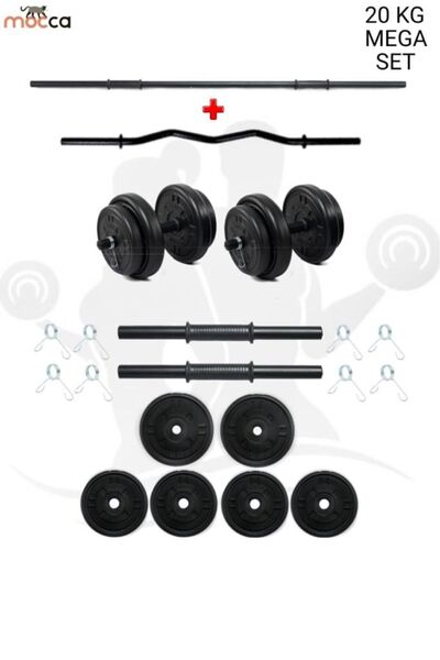 Mocca Style 20 Kg Z-barlı Megaset Halter Seti Ve Dambıl Seti Ağırlık Fitness Seti