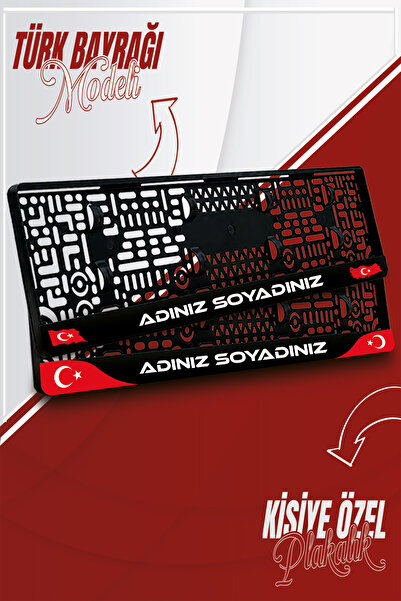 plakalıkhane Kişiye Özel TÜRK BAYRAĞI Plakalık , 2 Adet Premium Uv Baskılı Ki...