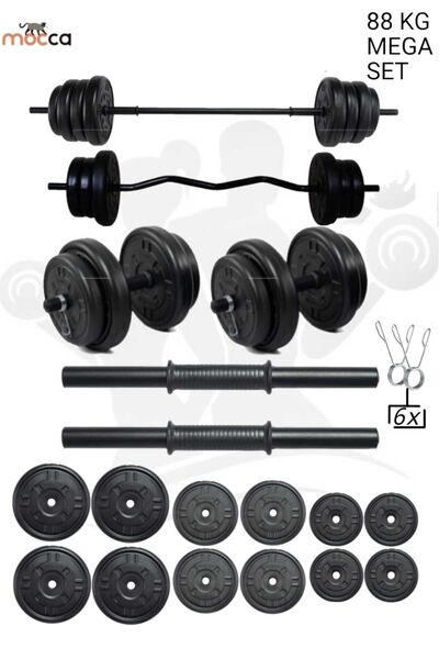 Dambılcım Mocca Style 88 Kg Z-barlı Megaset Halter Seti Ve Dambıl Seti ,ağırlık Seti, Fitnes