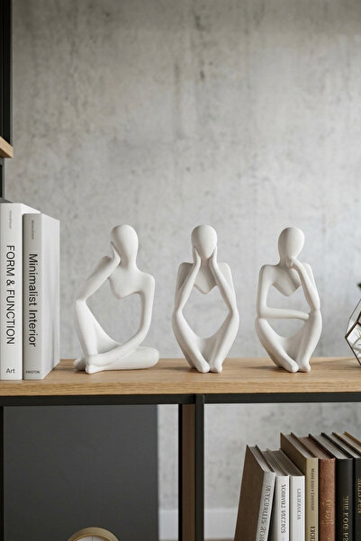 Lumi Home 3'lü Set Minimalist Beton Soyut Düşünce Figürleri Modern Heykel Bib...