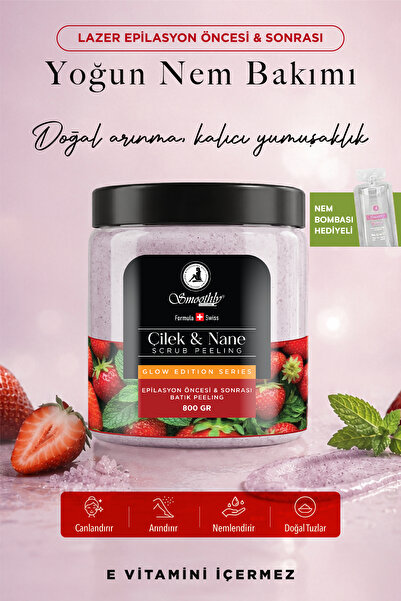 Smoothly Strawberry Mint Flavored Anti-Ingrown Hair Body Peeling 800 gr Vitam...