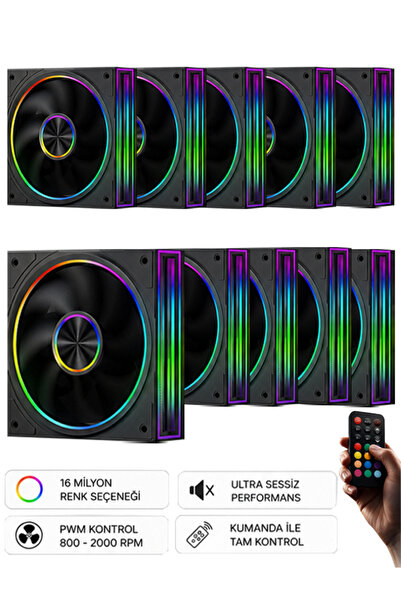 FRESH x1 10'LU SET KUMANDALI ARGB PWM 120MM Kasa Fanı Siyah