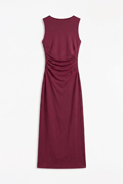 Hiccup Bodycon Midi Dress with Cowl Neck and Draped Detail