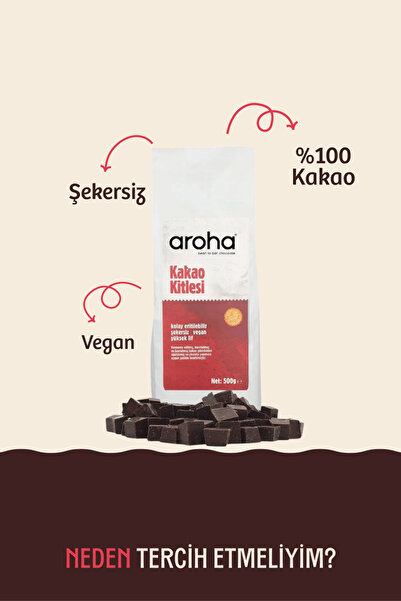AROHA Kakao Kitlesi %100 Kakao 2'li Paket (500 G X 2 Adet)