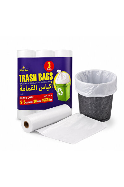 LEOXOL Trash Bags for Small Bins | 30 Count in 3 Rolls | 46 x 52 cm Garbage B...