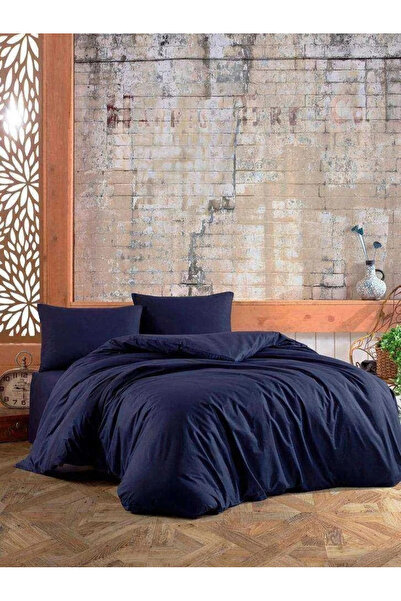 NİVEMESHOME Ni?vemeshome Navy Blue 100% Cotton Double Personalized Duvet Set