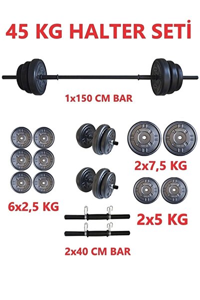 Mocca Style 45 Kg Moccadiamond 45 Kg Halter Seti Dambıl Seti Ağırlık Ve Vücut...