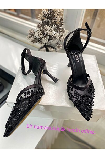 İLADİESHOES حذاء نسائي بكعب من الدانتيل واللؤلؤ