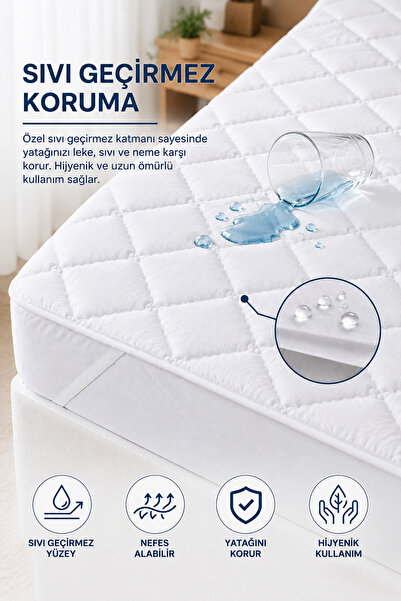 Layvera Quilted Fitted Liquid-Proof Mattress Protector Mattress Cover 100% Co...