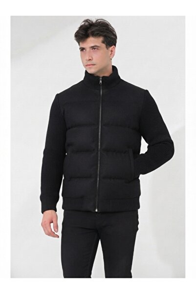 PIQUE Men's coat men's puffer coat with knit detail