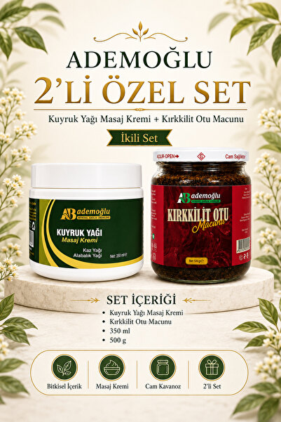 ADEMOĞLU BİTKİSEL SAĞLIK ÜRÜNLERİ Kuyruk Yağı Masaj Kremi + Kırkkilit Otu Mac...