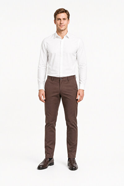 İmza Brown Side Pocket Comfort Fit Cotton Chino Trousers 1003260172