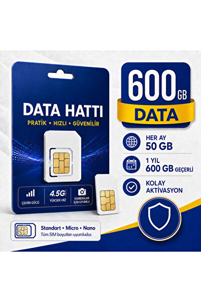 Heiman 4G 600 GB Sim Kartı 1 Yıllık Tek Ödeme Data m2m Hattı Güvenlik Kameras...