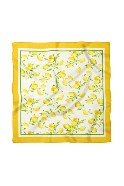 Sultan İpek Lemon Patterned Scarf / Bandana 50X50Cm
