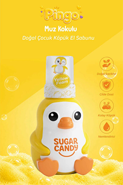 SUGAR CANDY Muz Kokulu Doğal Vegan Çocuk Köpük El Sabunu PINGO 350 ml Paraben...