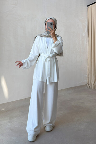 Ka Hijab Premium Cardigan Rayon Suit - White