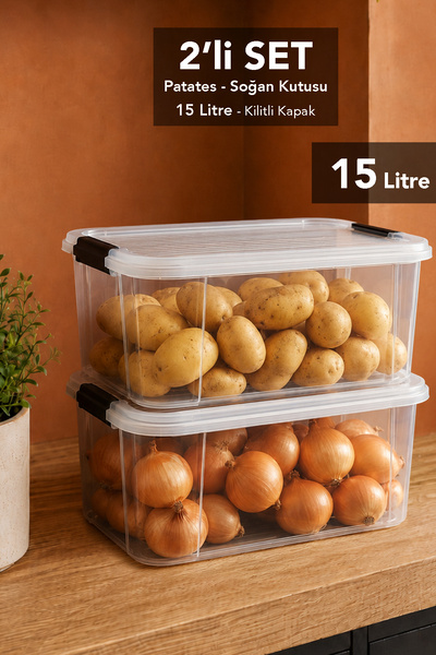Meleni Home 2 Pieces 15Lt Elora Organizer Box - Erzak Food Storage Container ...