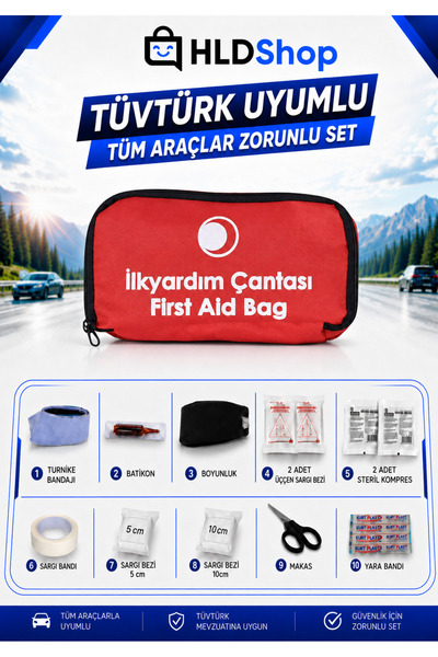 Halidi Tuvtürk Uyumlu Ilk Yardım Çantası - Ecza Çantası - Ilkyardım Çantası
