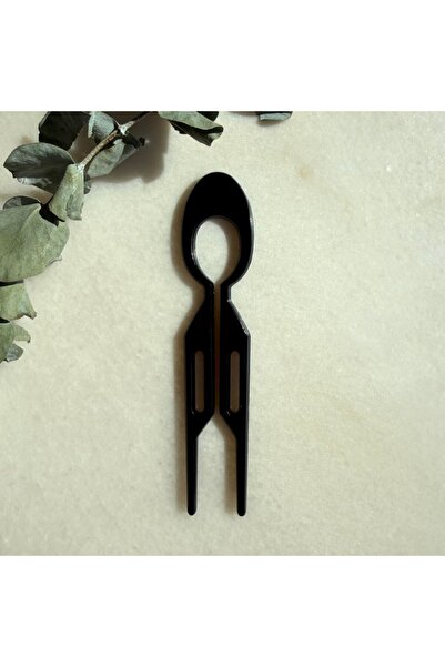 nesdesignn Oval Small Bone Hairpin Black