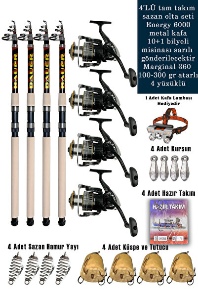 ALASTOR Profesyonel Sazan Olta Seti 4'Lü Set 100-300 Atarlı Olta Kamışı 6000'...