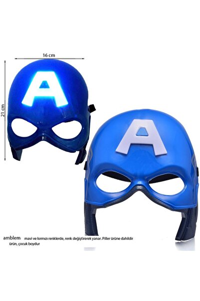 partidolu Kaptan Amerika Captain America Maskesi Işıklı Çocuk Boy 1 Adet 21x1...