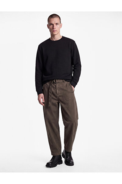 Koton Belt Detailed Cotton Pocketed Comfortable Fit Gabardine Barrel Trousers