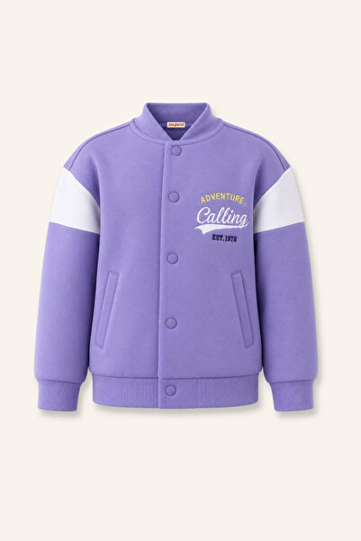 Zeyland Unisex Çocuk Baskılı Kolej Ceket - Lila