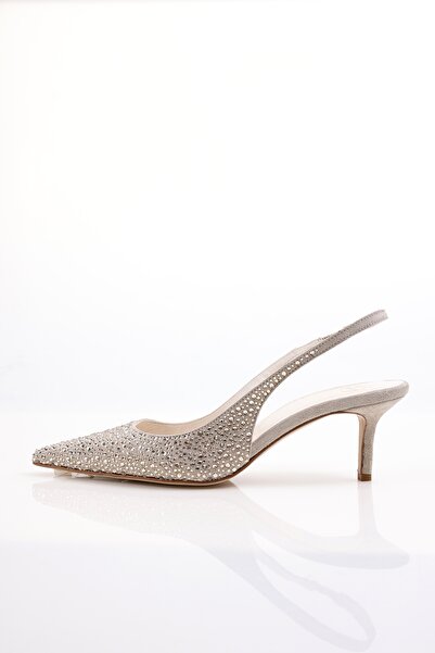 5in1Canpolat Beige Stone Pointed Toe Slingback 26014