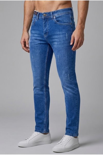 ElitWear Erkek Slim Fit Lazer Detaylı Dar Kesim Jeans Pantolon