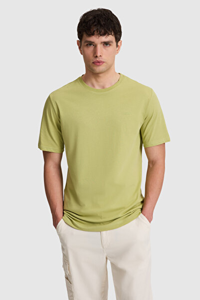 Erkek Yeşil Regular Fit Bisiklet Yaka Basic Tişört 50327022-VR016