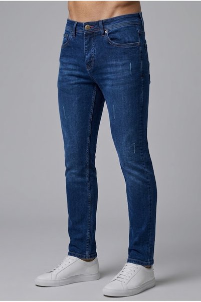 ElitWear Erkek Slim Fit Lazer Detaylı Dar Kesim Jeans Pantolon