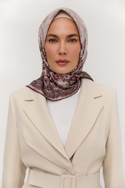 Setrms Floral Bordürlü Jakarlı Eşarp