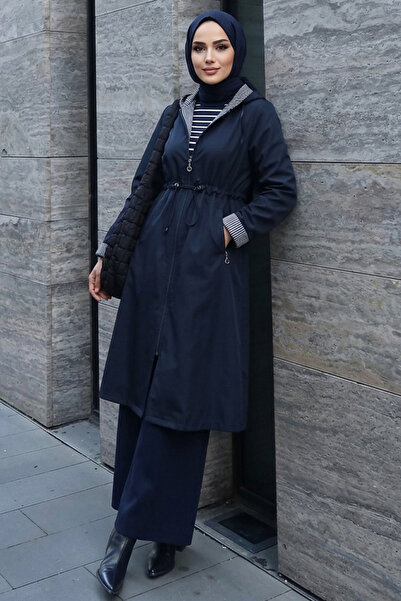 Neva Style Fermuarlı Lacivert Tesettür Kap 685L